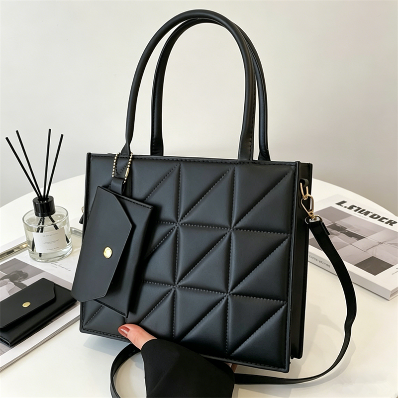 Structured Handbag Top Handle - Stylish Quilted Tote Bag, Structured Top