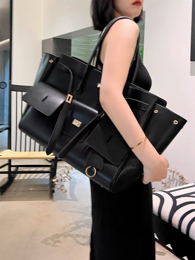 Luxury Bags Hermes - Genuine Cowhide Leather Tote Top Women's