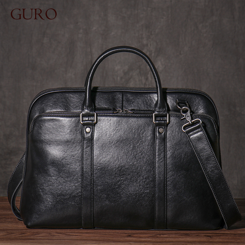 Luxury Bags That Fit Laptop - GURO Men's Luxury Genuine Leather Handbag