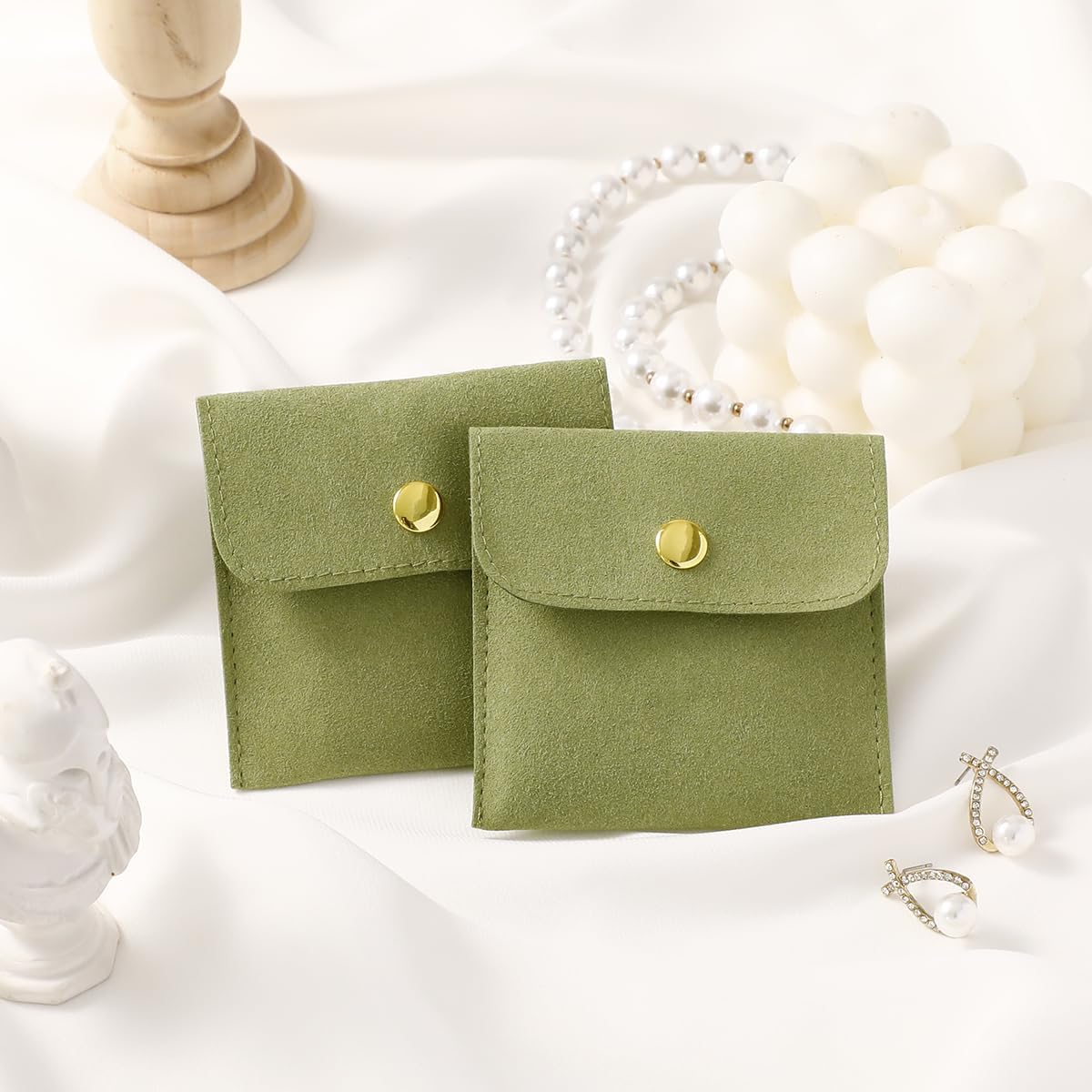 Luxury Bags Green - 10 Pcs Green Microfiber Jewelry Pouch