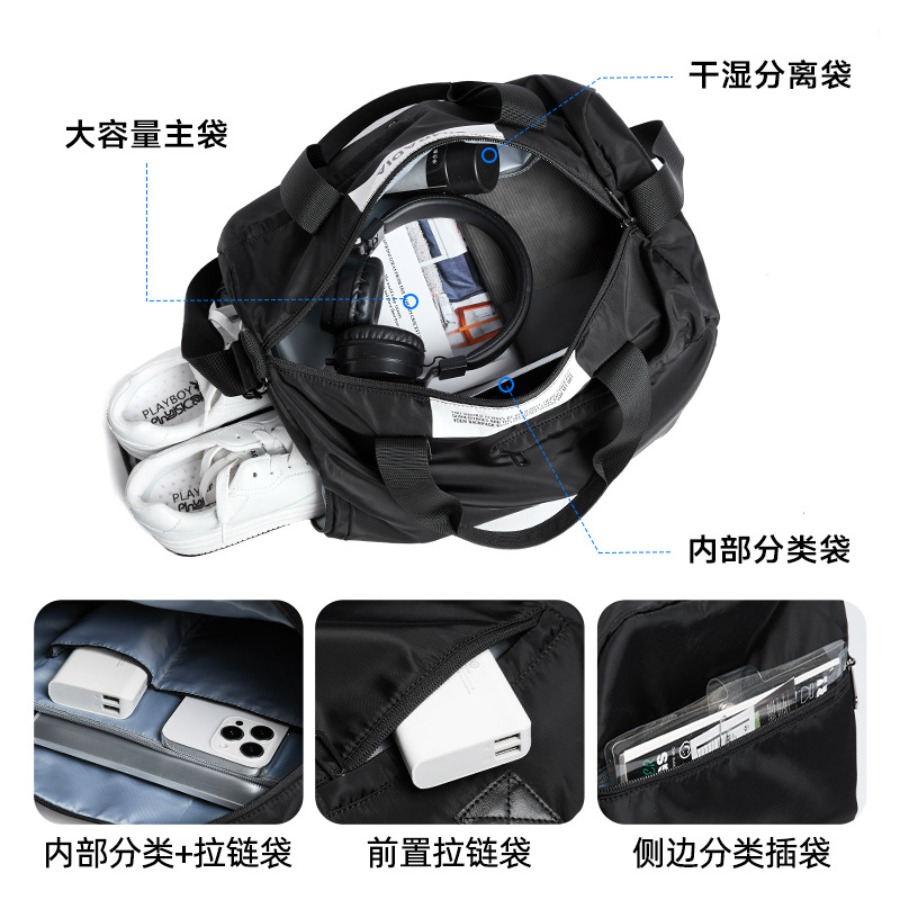 【New Arrival】Sleek Black Nylon - Weekender Bag Duffle recension och pris