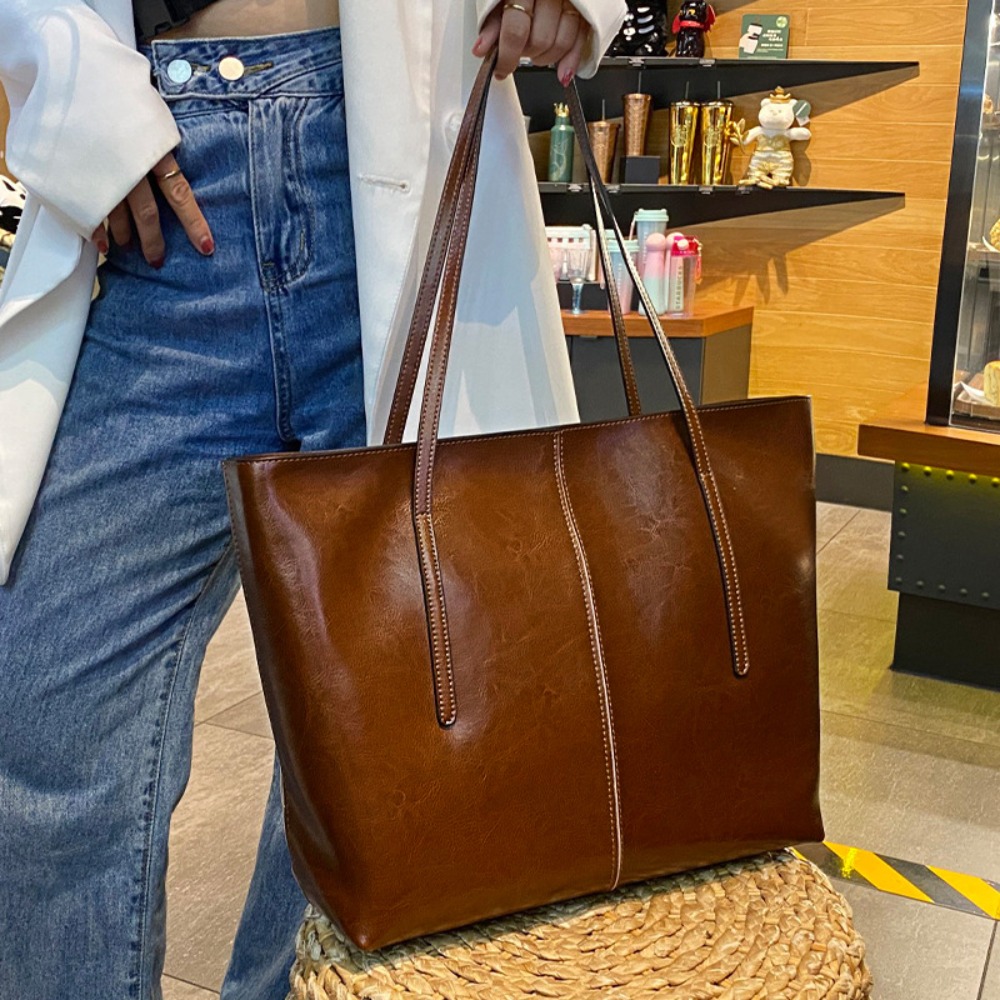 Oil Wax Cowhide Tote Bag Women - Luxury Bags Vintage recension och pris