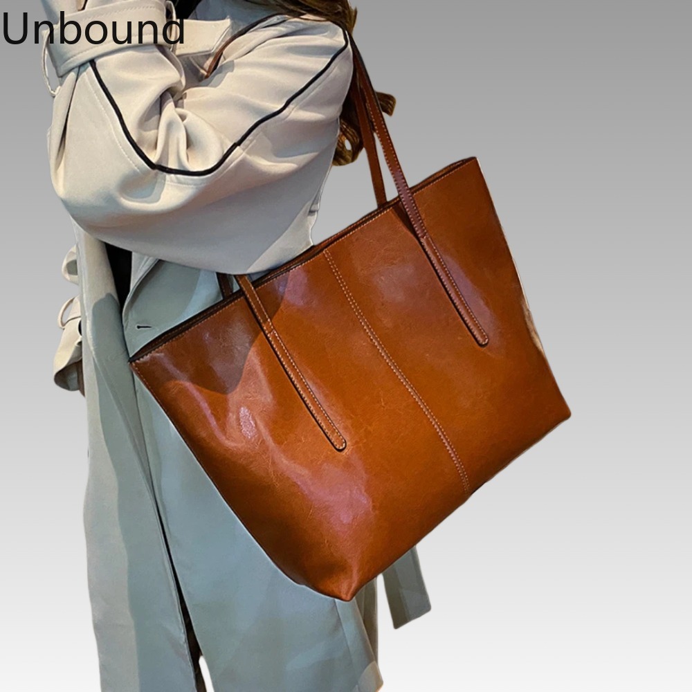 Oil Wax Cowhide Tote Bag Women - Luxury Bags Vintage recension och pris