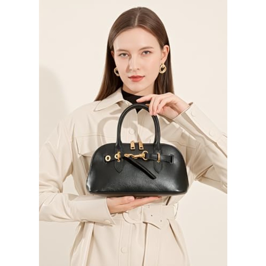 Genuine Leather Satchel Crossb - Structured Handbag Top Handle recension och pris