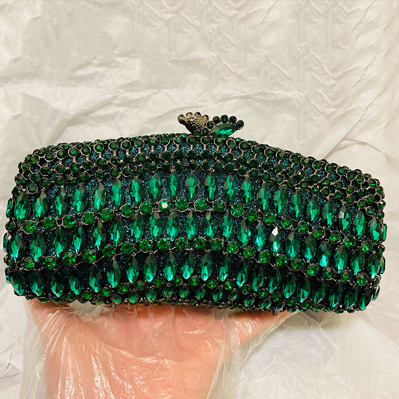Luxury Green Rhinestone Evenin - Luxury Bags Green recension och pris
