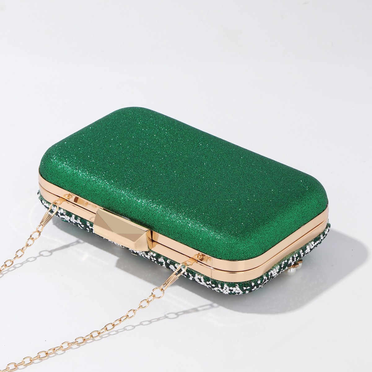 Luxury Rhinestone & Pearl Embe - Luxury Bags Green recension och pris