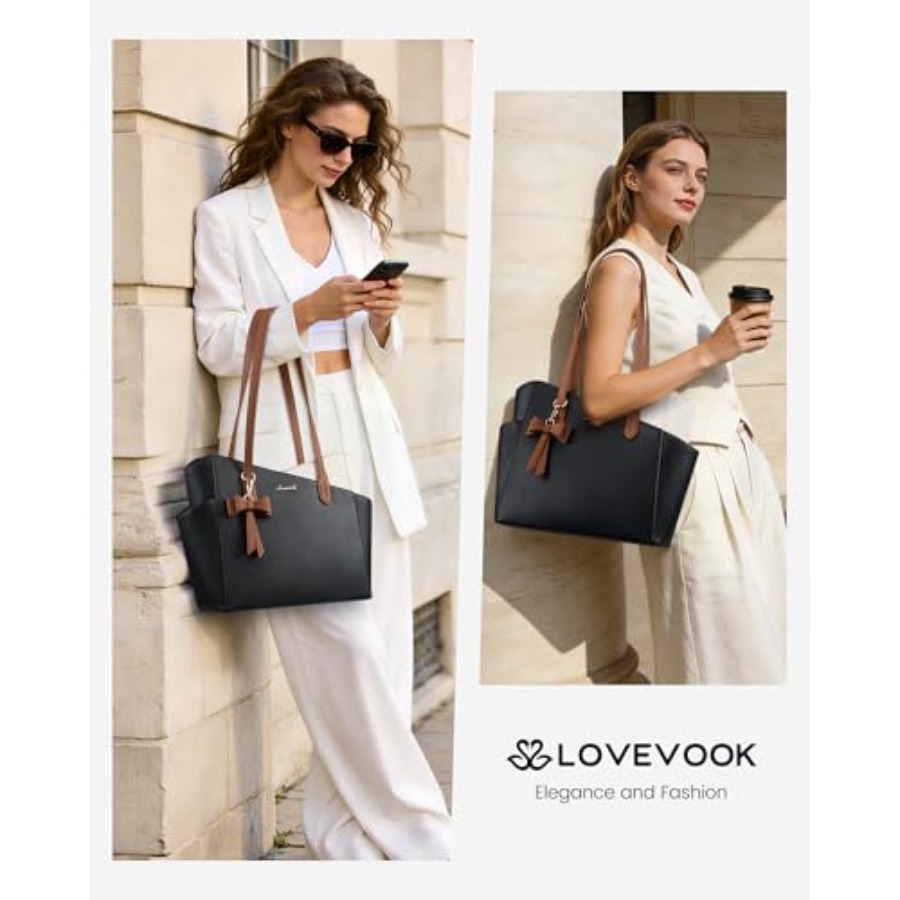 LOVEVOOK Tote Purse for Women, - Structured Handbag Top Handle recension och pris