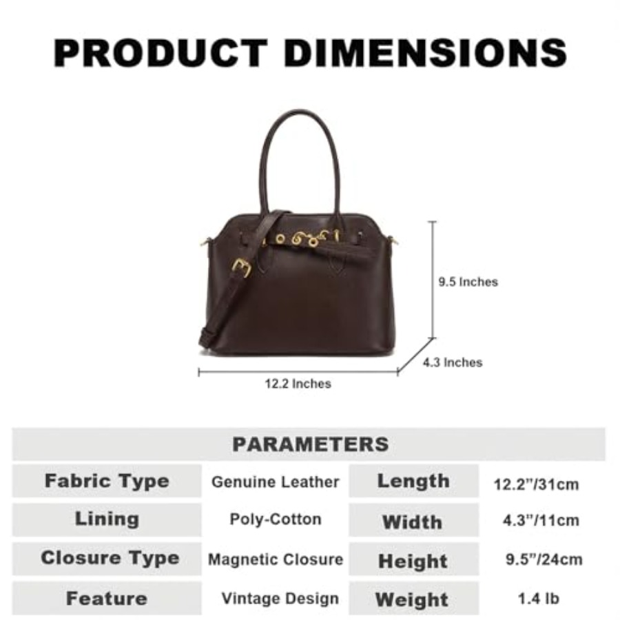 Genuine Leather Satchel Crossb - Structured Handbag Top Handle recension och pris