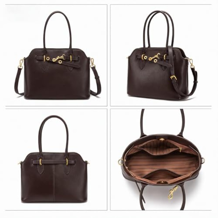 Genuine Leather Satchel Crossb - Structured Handbag Top Handle recension och pris