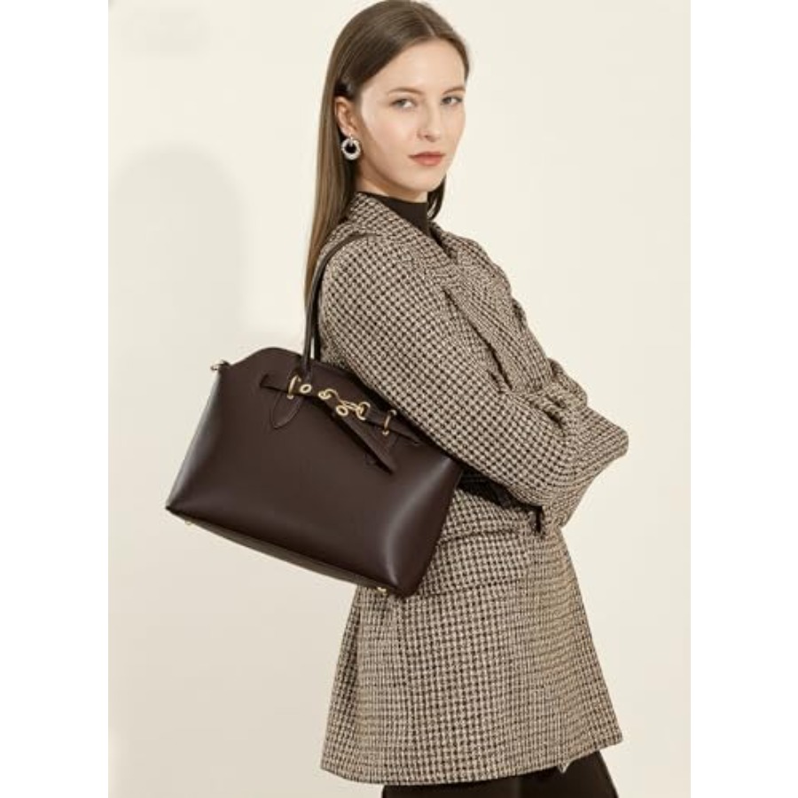 Genuine Leather Satchel Crossb - Structured Handbag Top Handle recension och pris