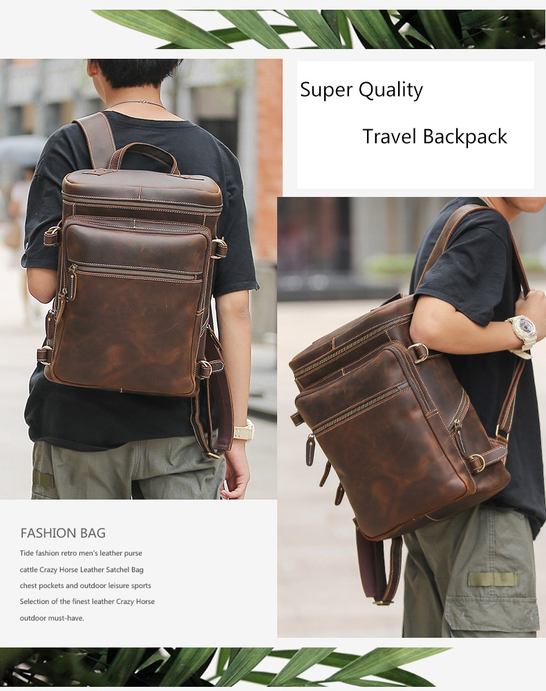 Large Leather Backpack Men Lux - Luxury Bags That Fit Laptop recension och pris