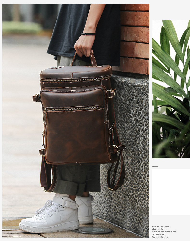 Large Leather Backpack Men Lux - Luxury Bags That Fit Laptop recension och pris