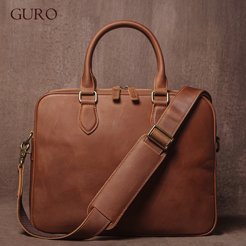 GURO Men Crazy Horse Cowhide B - Luxury Bags That Fit Laptop recension och pris