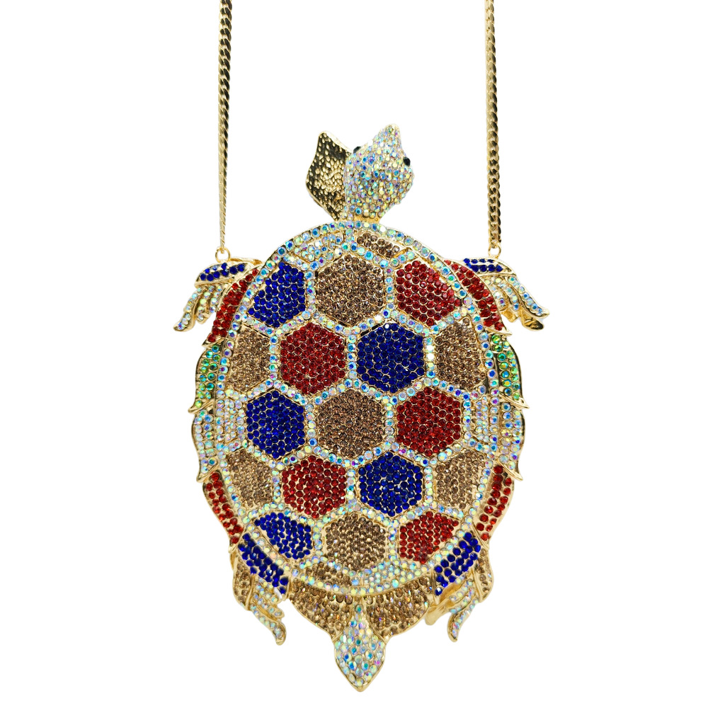 Turtle-Shaped Rhinestone Eveni - Luxury Bags Green recension och pris