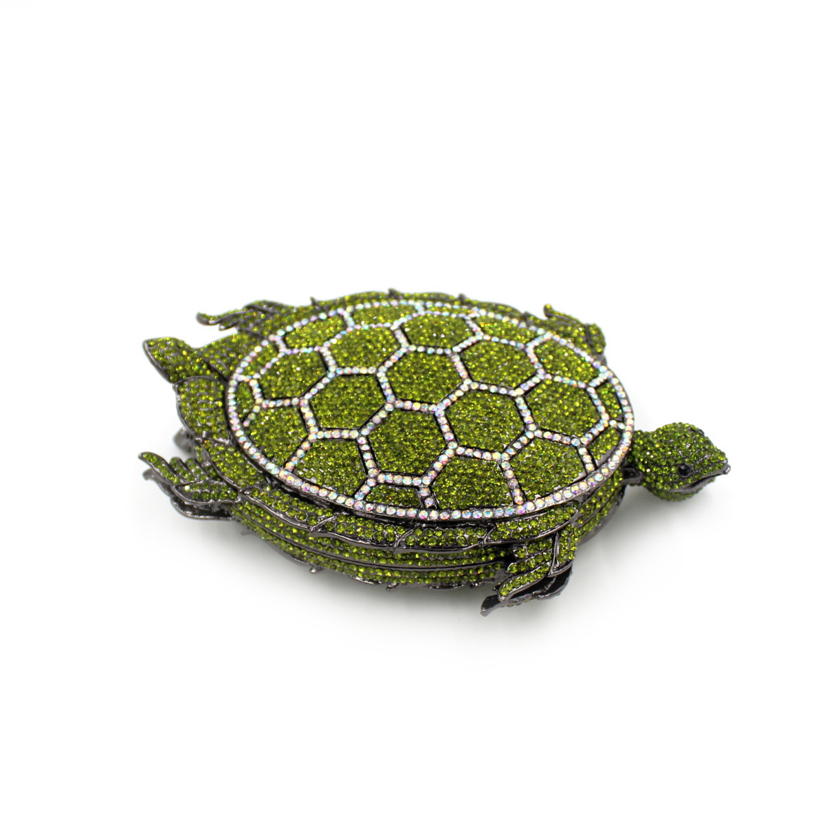Turtle-Shaped Rhinestone Eveni - Luxury Bags Green recension och pris