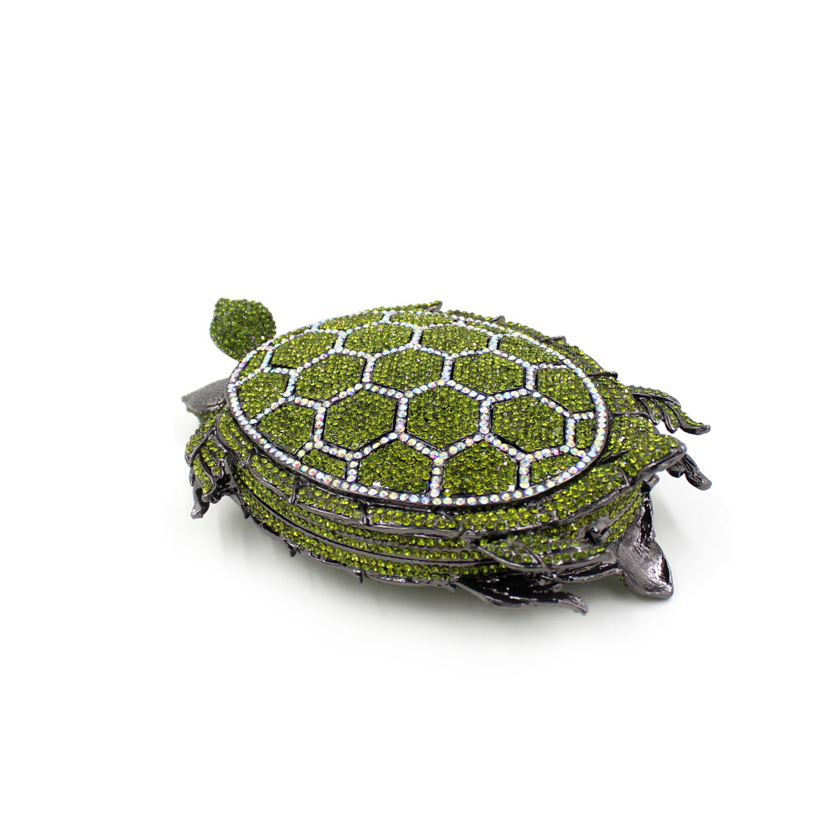 Turtle-Shaped Rhinestone Eveni - Luxury Bags Green recension och pris