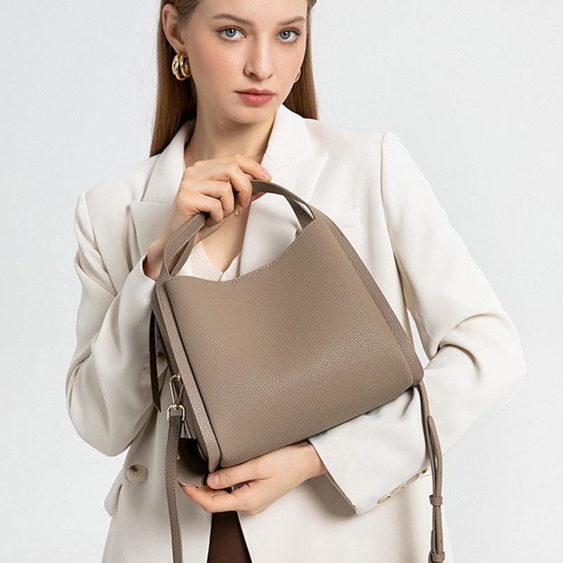 BURMINSA Genuine Pebbled Leath - Structured Handbag Top Handle recension och pris