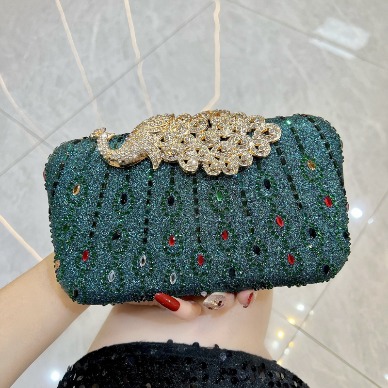 Fashion Diamond-Encrusted Clut - Luxury Bags Green recension och pris