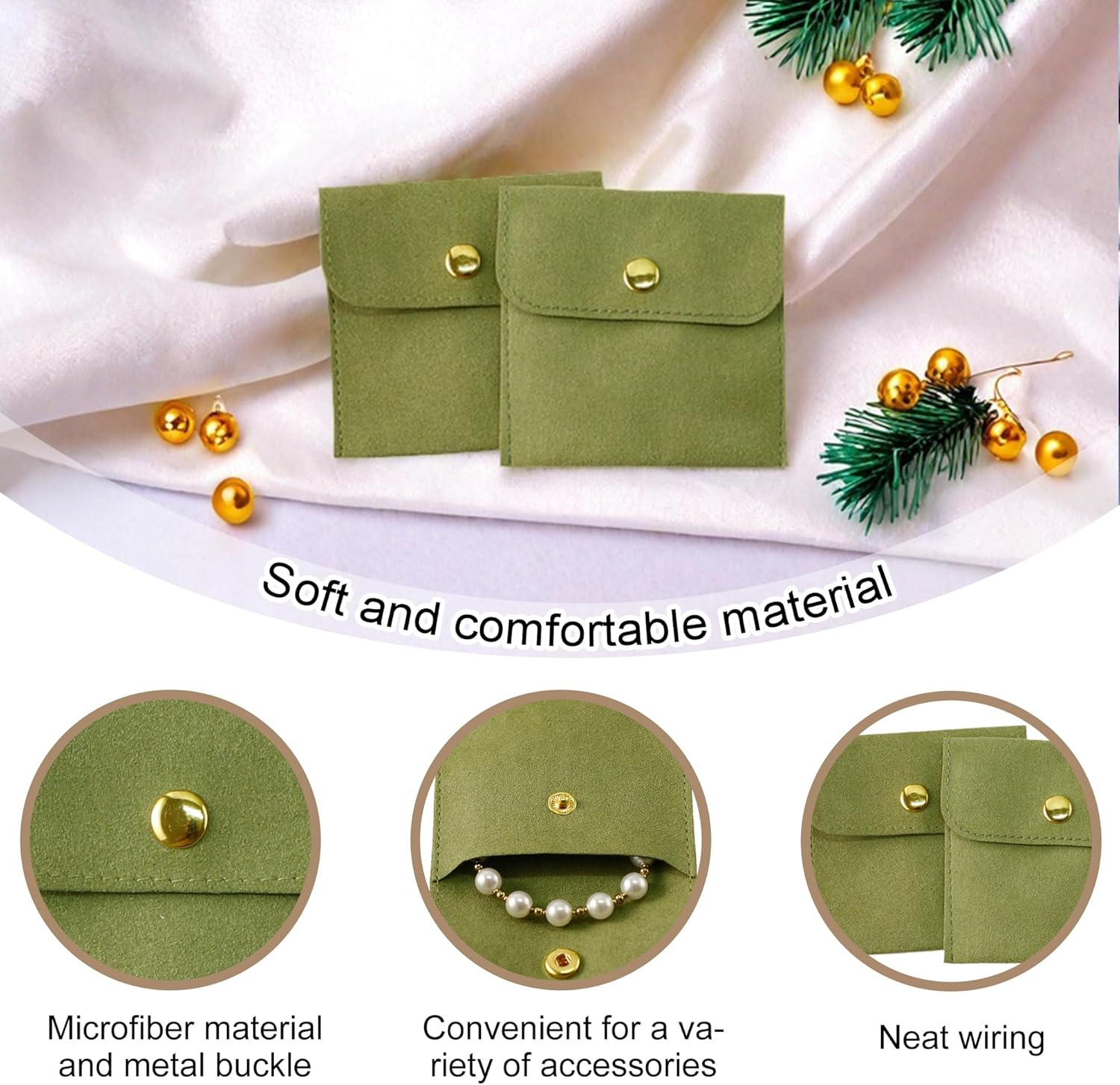 10 Pcs Green Microfiber Jewelr - Luxury Bags Green recension och pris